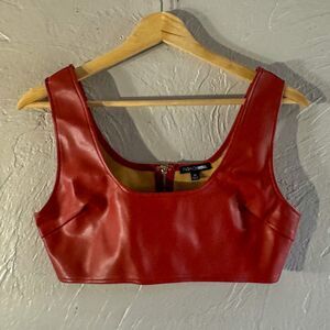 Fashion Nova Red Faux Leather Crop Top SZ Medium